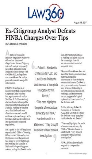 ex-citigroup analyst defeats FINRA charges