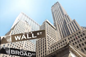 Road sign of New York Wall street